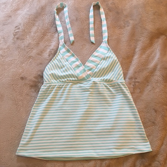 NWOT Mossimo light blue and white striped tankini top Size M - Picture 2 of 6